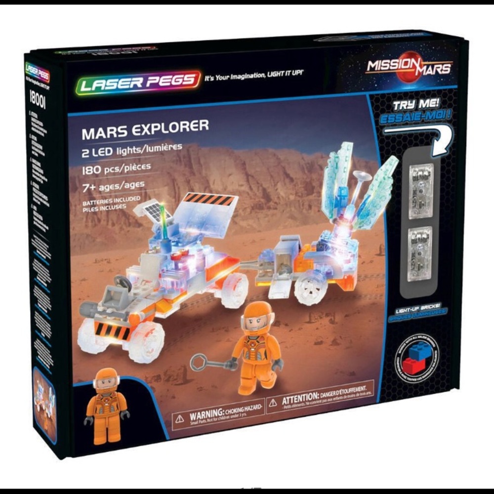 Laser Pegs Mars Explorer Light Up Building Kit (180 pieces), Model: 18001